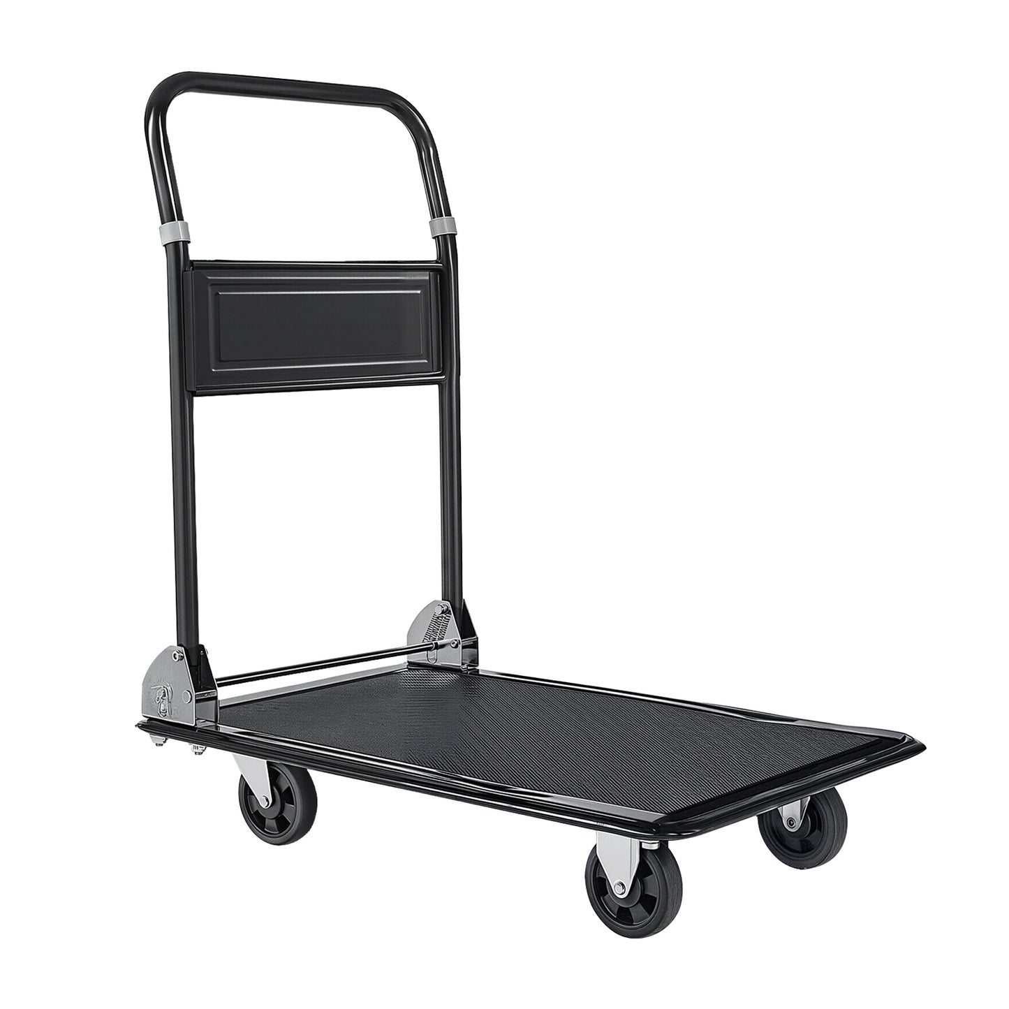 Foldable Push Cart Dolly, 700 lbs, Heavy Duty Platform Hand Truck with Wheels, High-Strength Steel, 2 Tier Moving Flatbed Cart, for Warehouse, Garage, Workshop, Office, 28.7 x 18.5 x 32.3 in image 6