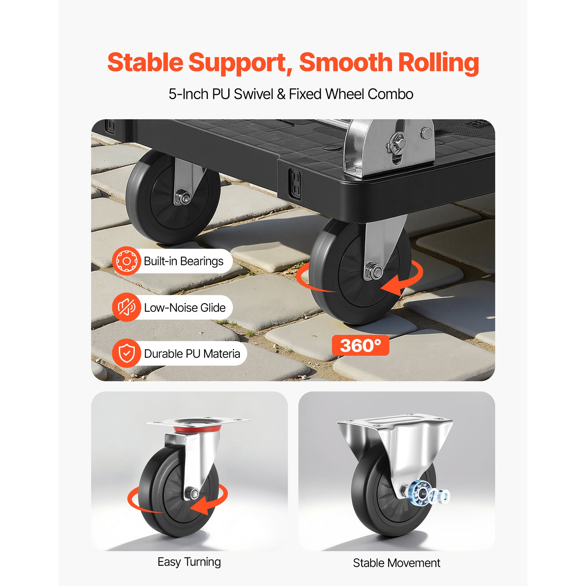 Foldable Push Cart Dolly, 660 lbs Capacity, Folding Platform Truck with Swivel Wheels, Moving Platform Hand Truck Flatbed Cart, Space Saving Push Handle, for Easy Storage, 35.2 x 23.4 x 33.5 in image 6