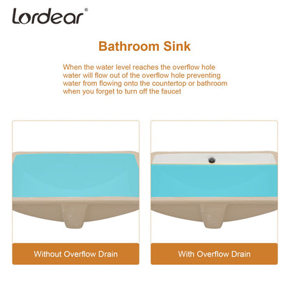 21.38-inch Rectangular Porcelain Ceramic Vessel White Under mount Single Bowl Bathroom Sink Lavatory Wash Hand Basin wit image 8