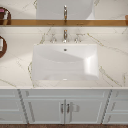 21.38-inch Rectangular Porcelain Ceramic Vessel White Under mount Single Bowl Bathroom Sink Lavatory Wash Hand Basin wit image 2