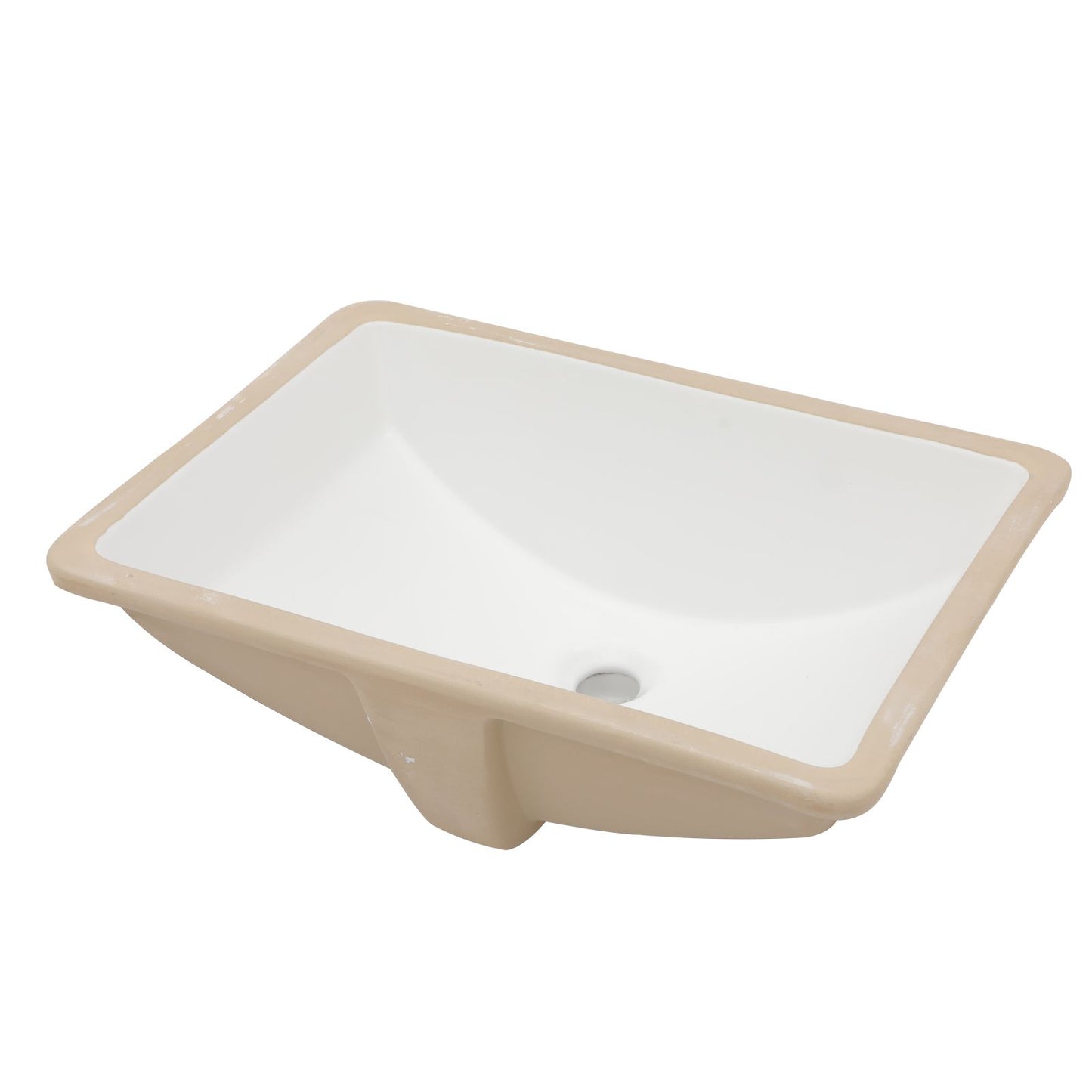 21.38-inch Rectangular Porcelain Ceramic Vessel White Under mount Single Bowl Bathroom Sink Lavatory Wash Hand Basin wit image 4