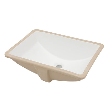 21.38-inch Rectangular Porcelain Ceramic Vessel White Under mount Single Bowl Bathroom Sink Lavatory Wash Hand Basin wit image 4