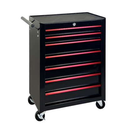 Rolling Metal Tool Chest with 7 Drawers, 20" 7-Drawer Tool Chest Cabinet with Ball Bearing Drawer Slides, Steel Tool Storage Box Organizer -BLACK image 11