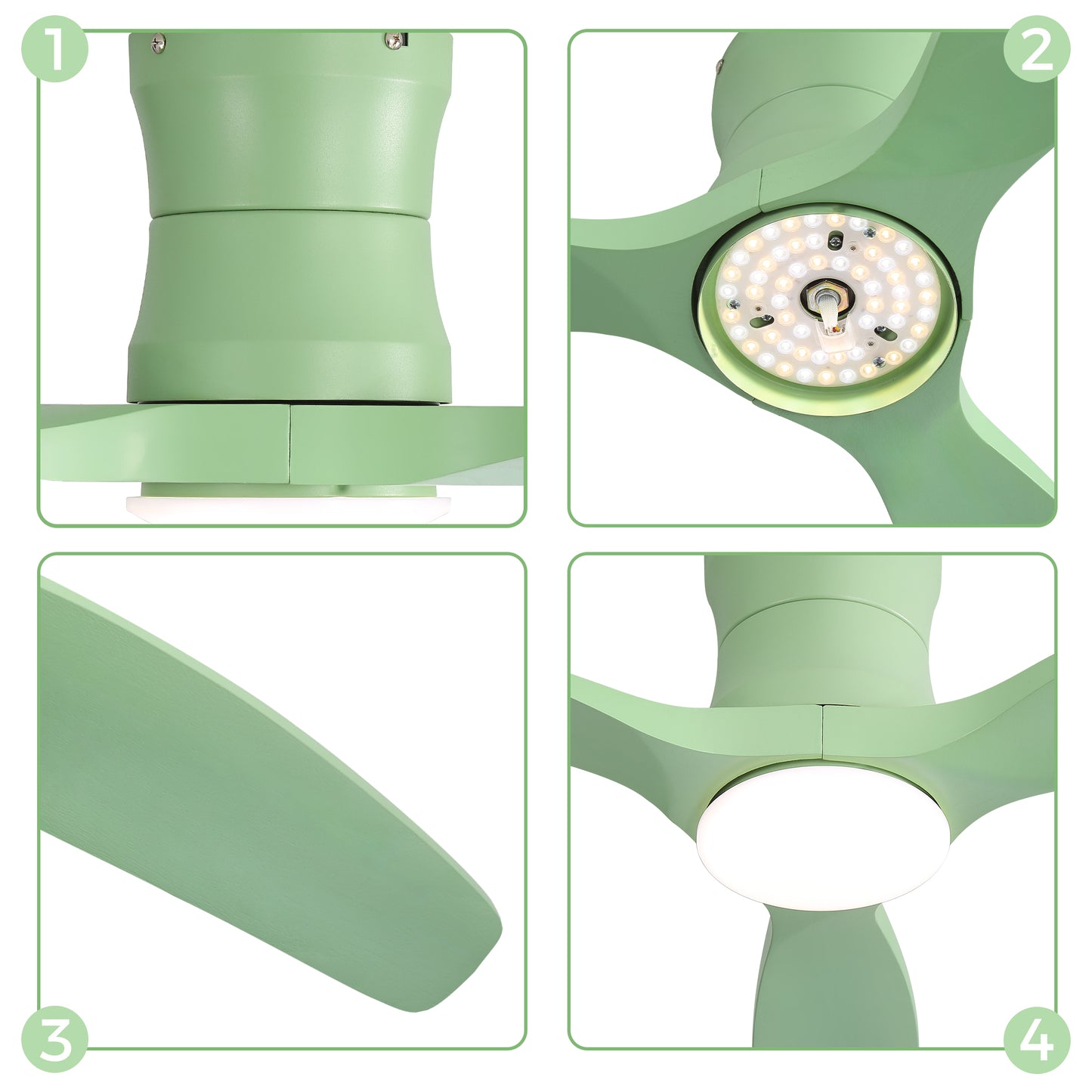 52-inch ceiling fan with light, solid wood blades, Dimmable Light with Memory Function, DC motor, Quiet operation image 7