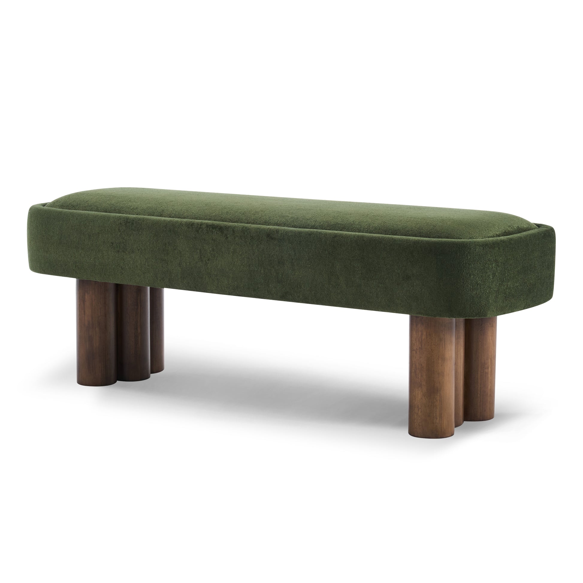 Indoor Green Fabric Dining Bench with Walnut Color Legs, 51.57'L Upholstered Seating for Kitchen, Dining Room and Living Space,250lbs Capacity image 7