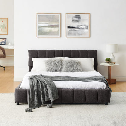 Queen Size Upholstered Bed,comfortable upholstered bed frame, Chenille fabric, with headboard and solid bed frame. With drawer for storage.-Dark Gray(88.5''*68.5''*31'') image 6