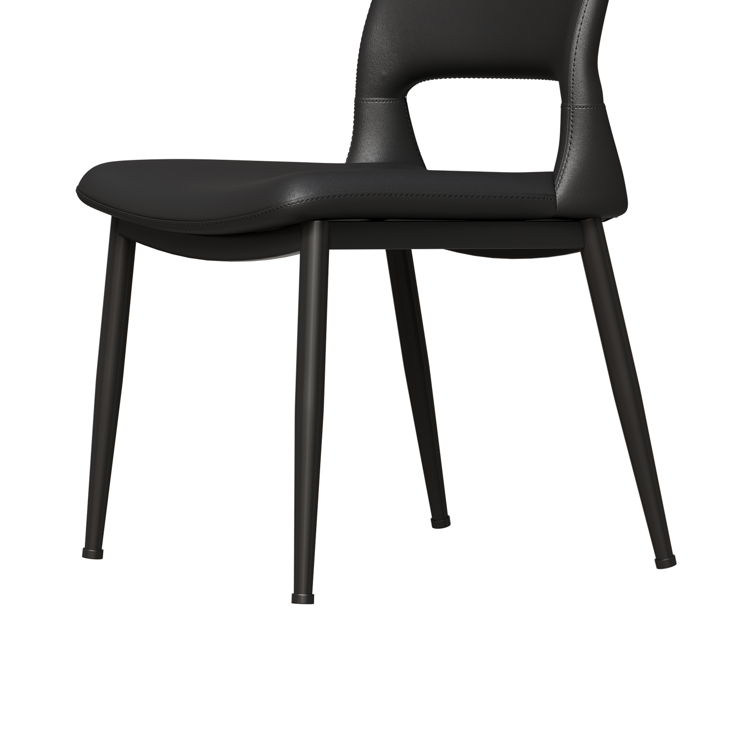 Modern minimalist black PU leather Dining Chairs Set of 2, comfortable backrest design, metal leg support, suitable for restaurants, kitchens, and offices. image 11