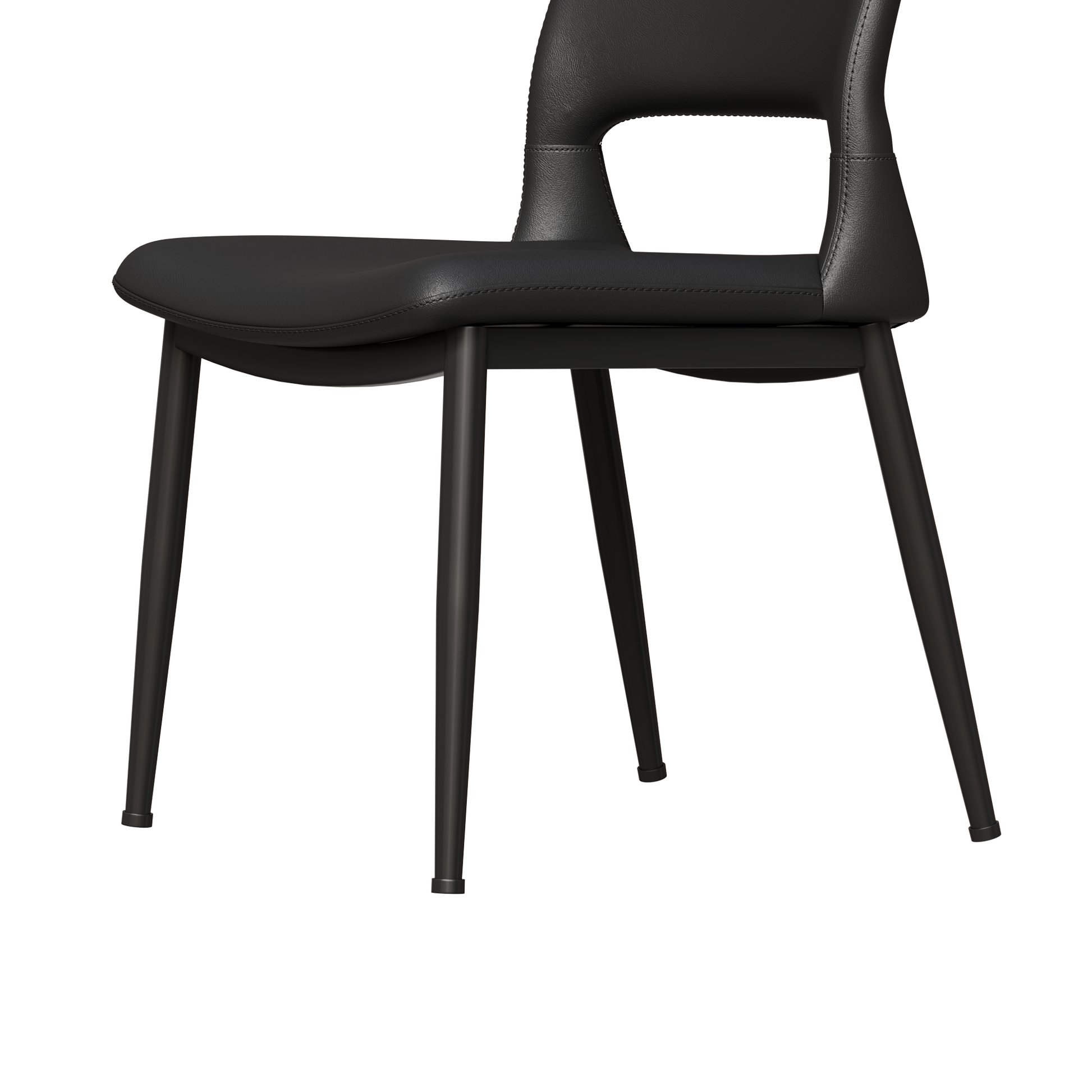 Modern minimalist black PU leather Dining Chairs Set of 2, comfortable backrest design, metal leg support, suitable for restaurants, kitchens, and offices. image 11