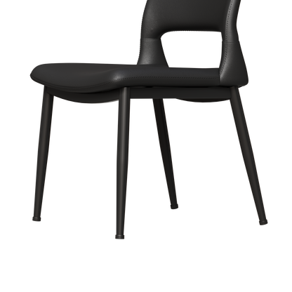 Modern minimalist black PU leather Dining Chairs Set of 2, comfortable backrest design, metal leg support, suitable for restaurants, kitchens, and offices. image 11