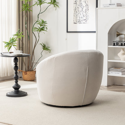 Winnie Modern Teddy Fabric Barrel Chair, 360° Swivel, Beige image 8