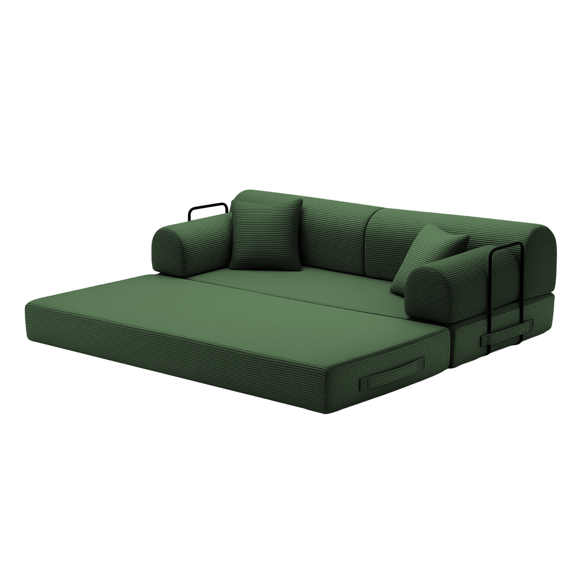 Convertible Sleeper Sofa Bed,Corduroy Folding Mattress Couch with Fixed-Shape Frame, Floor Sofa Lounge Couch for Living Room Bedroom(Green) image 8