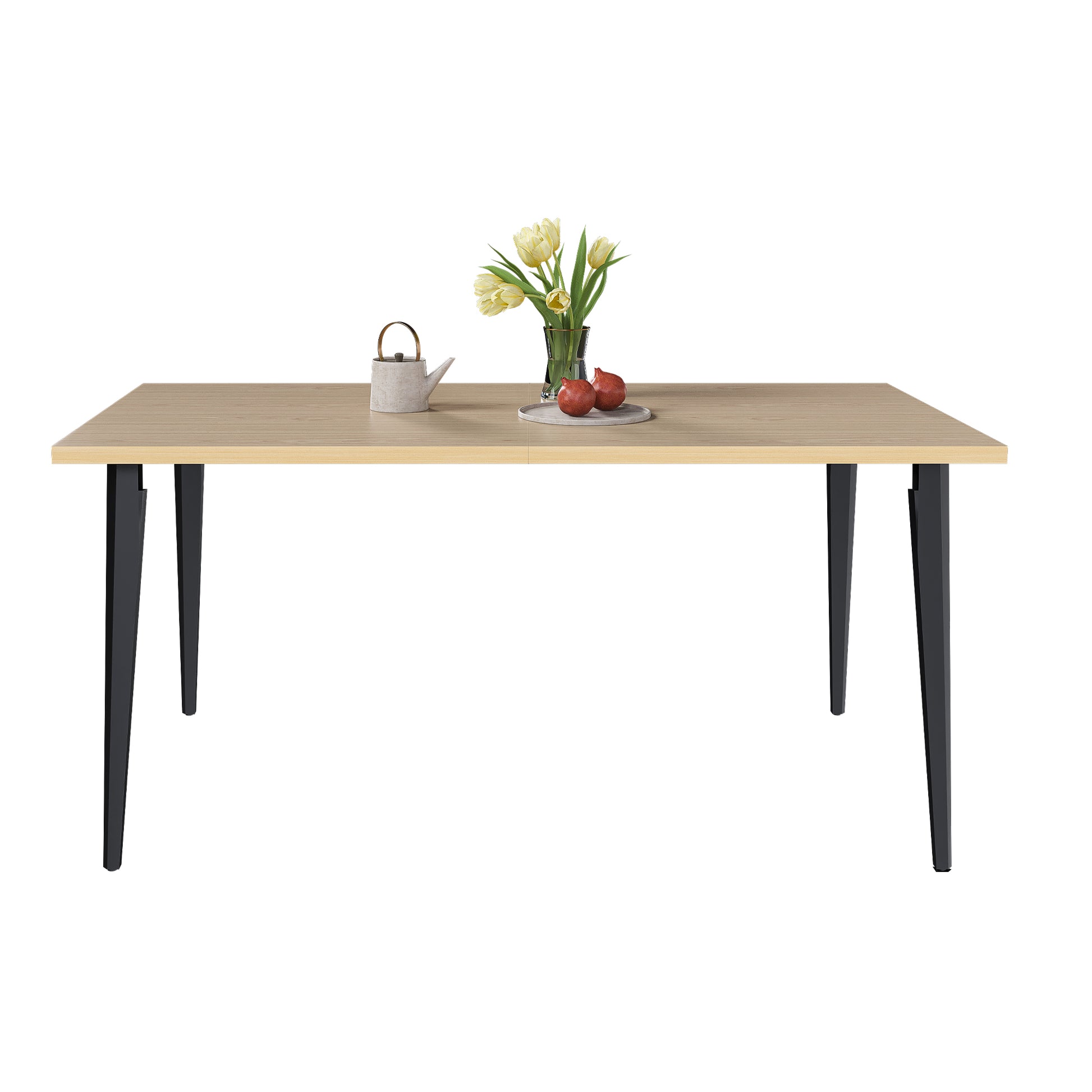 63-inch Modern Dining Table, Wooden Tabletop & Rust-Resistant Iron Legs, Rectangular Kitchen Table for 6-8 People, Rustic Industrial Design for Dining Room, Patio(Table Only) image 3