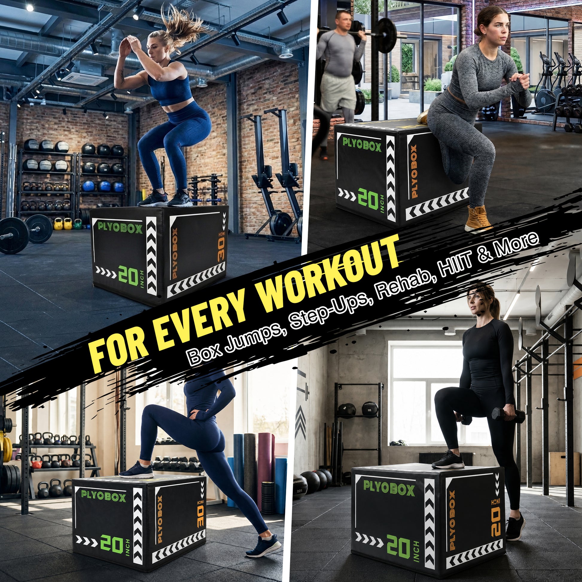 3-in-1 Foam Plyometric Jump Box, 20/24/30 Inch Adjustable Height, Non-Slip Soft Plyo Box for HIIT, Crossfit & Home Gym Training image 7