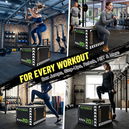 3-in-1 Foam Plyometric Jump Box, 20/24/30 Inch Adjustable Height, Non-Slip Soft Plyo Box for HIIT, Crossfit & Home Gym Training image 7