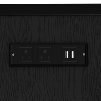 L-Shaped Twin over Full Bunk Bed with Twin Size Loft Bed, Metal Triple Bunk Bed with Slide and USB Ports, Space-saving and Noise-free Design, Black image 11