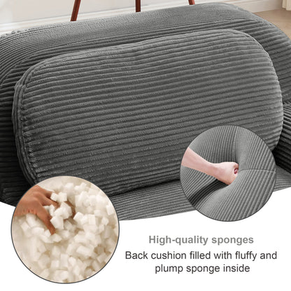 L-shaped modular sofa no assembly ergonomic design pet-friendly luxuryCorduroy Fabric fabric extra-wide curved armrests 32D high-resilience sponge for living rooms bedroom,Grey image 7