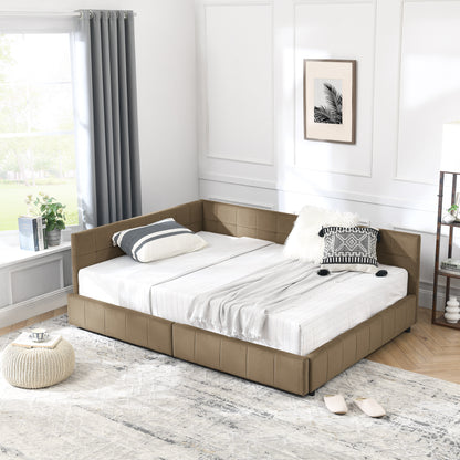 Full Size Storage Upholstered Tufted Bed Frame, Sofa Bed Frame with Comfortable Backrest and Armrests, Full Size Bed for Bedroom, Living Room,Velvet, BROWN(80.5''*59''*29.5'') image 6