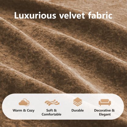 L-Shaped Boneless Sofa,Soft Velvet Fabric,Tufted Design,32D High Density Sponge,No Assembly Required,Ergonomic Design Bottom, Anti-Slip Design,Movable Ottoman for Bedrooms,Camel image 11