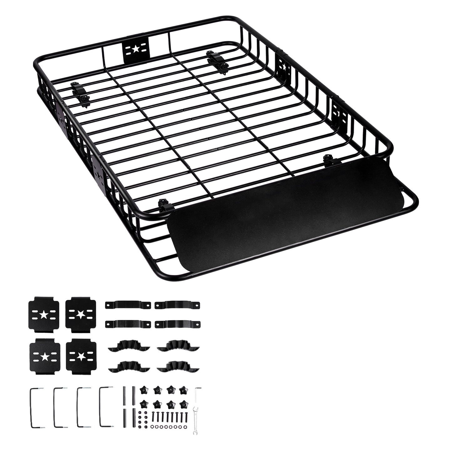 Roof Rack Cargo Basket, 64" x 39" x 6" Rooftop Cargo Carrier with Extension, Heavy-duty 200 LBS Capacity Universal Roof Rack Basket, Luggage Holder for SUV, Truck, Vehicle image 8