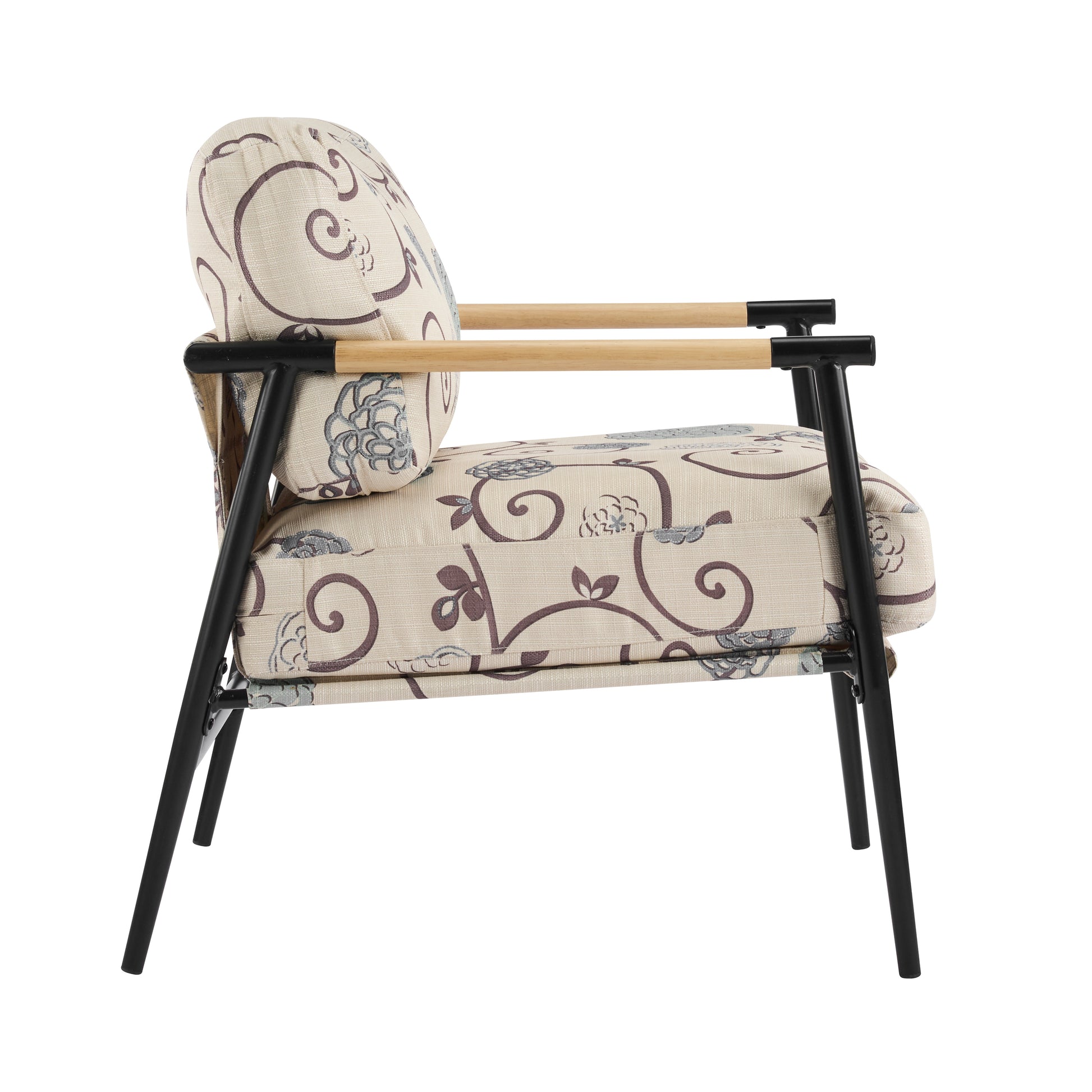 27.56" Modern Accent Chair with Plush Cushions, Minimalist Metal Frame, and Wooden Armrest Design – Perfect for Cozy Living Room, Bedroom, or Office Seating image 10