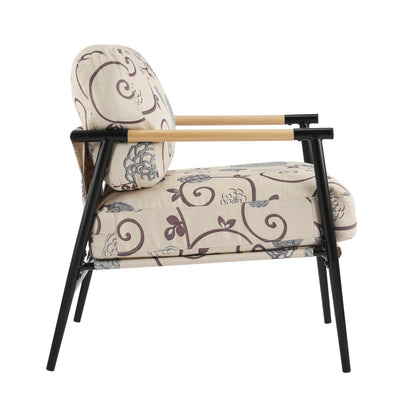 27.56" Modern Accent Chair with Plush Cushions, Minimalist Metal Frame, and Wooden Armrest Design – Perfect for Cozy Living Room, Bedroom, or Office Seating image 10