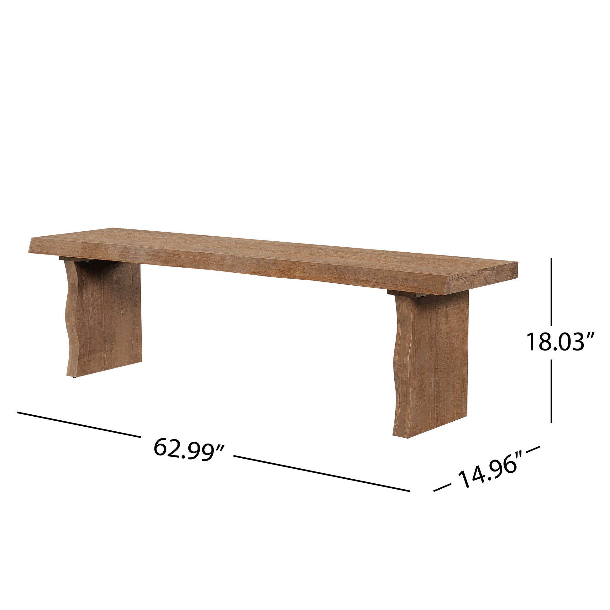 Indoor Pine Dining Bench, 62.9''L Solid Wood Seating, 350lbs Weight Capacity, Fits 3 People for Kitchen, Dining Room & Living Space image 4
