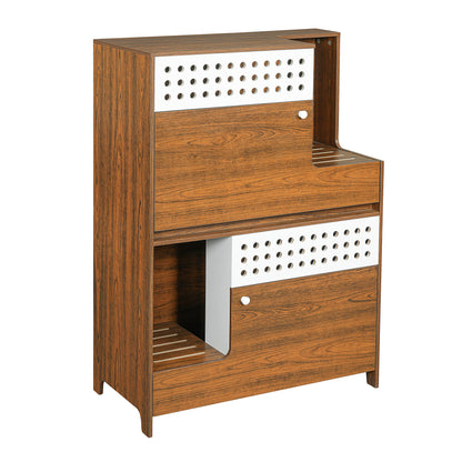 2-Piece of Modern 2 IN 1 Cat Furniture Set, Cat Litter Box Enclosure Side Table, Cat House with Storage, for 2 Small-Medium Sized Cats - BROWN image 4