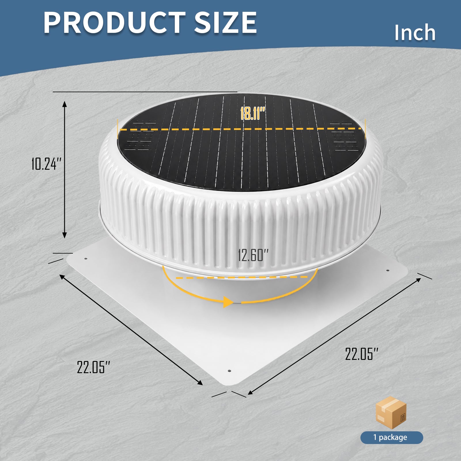 12" Flush Mount Round Solar Roof Vent Fan,30W Dual Power White Attic Exhaust Fan,3-Speed Remote & 25°C Auto Ventilation,1200 CFM,MPPT Controller Solar Ventilator Solar Vent for Attic Garage Greenhouse image 7