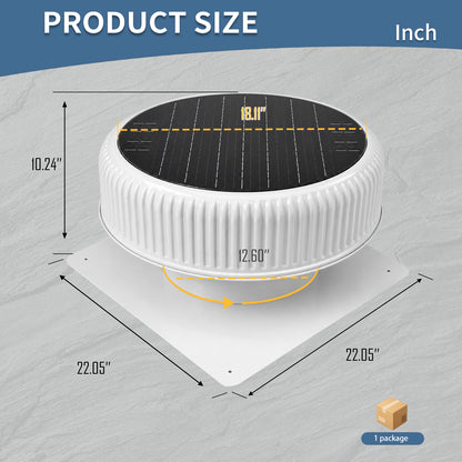 12" Flush Mount Round Solar Roof Vent Fan,30W Dual Power White Attic Exhaust Fan,3-Speed Remote & 25°C Auto Ventilation,1200 CFM,MPPT Controller Solar Ventilator Solar Vent for Attic Garage Greenhouse image 7