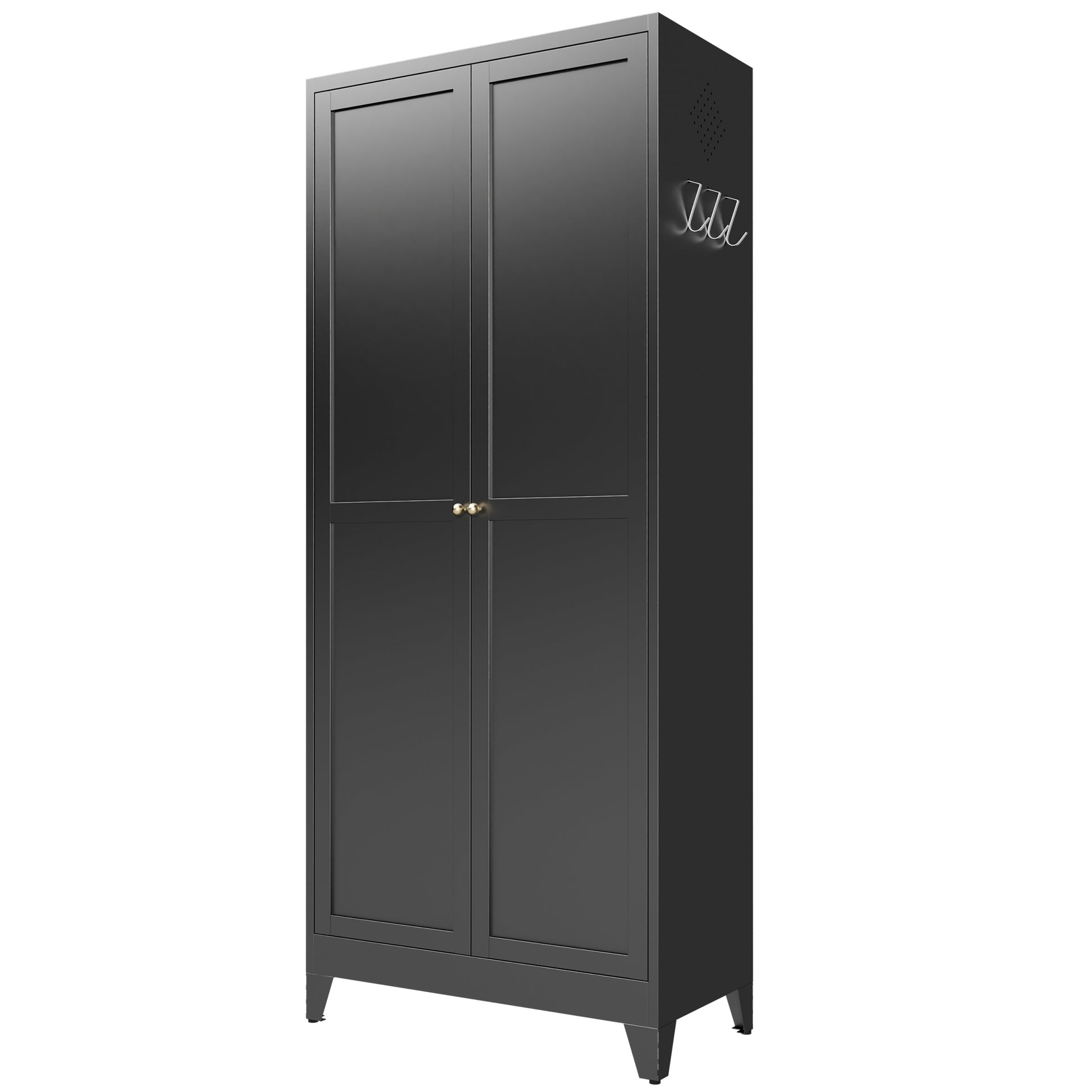 75" Black Metal Kitchen Pantry Cabinet Adjustable Storage with 5 Shelves (180lb Capacity), Freestanding Kitchen Storage Cabinet with Adjustable Shelves, Dishware in Kitchen, Pantry, Dining Room image 7
