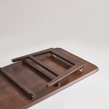 Wooden Coffee Table with Storage Shelf, Mid-Century Rectangular Center Table for Living Room,Walnut Brown image 10