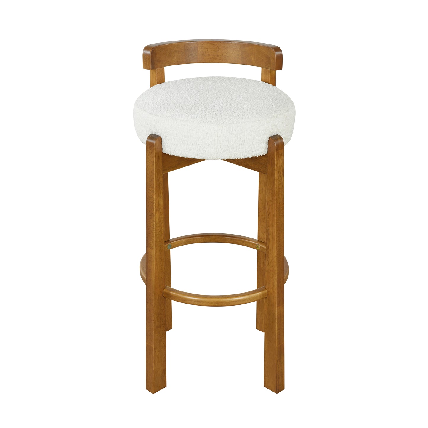 Elise Indoor Wooden Low Back Barstool, Walnut Finished and White Upholstery, Set of 2 image 5