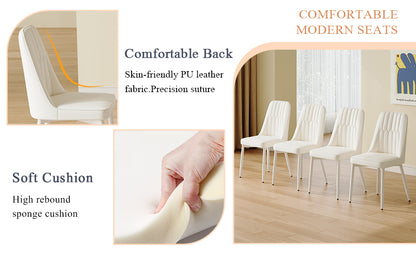 White dining chairs and living room chairs. Metal legs provide strong support, suitable for kitchens, living rooms, and restaurants. image 9