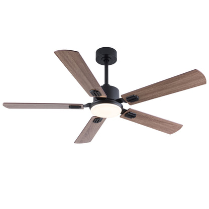 52 inch Black Ceiling Fans with Lights and Remote, Indoor/Outdoor Modern Ceiling Fan for Bedroom Living Room Patio, 6 Speed Reversible Quiet DC Motor, 3 CCT, Dual Finish Blades image 8
