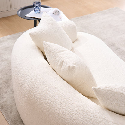 LY-025S Curved Loveseat White Full Compression Sponge Sofa, 30D Chenille No-Assembly Compact Sofa for Small Spaces & Apartments, 65"L, 300 lbs, 3 Pillows image 11