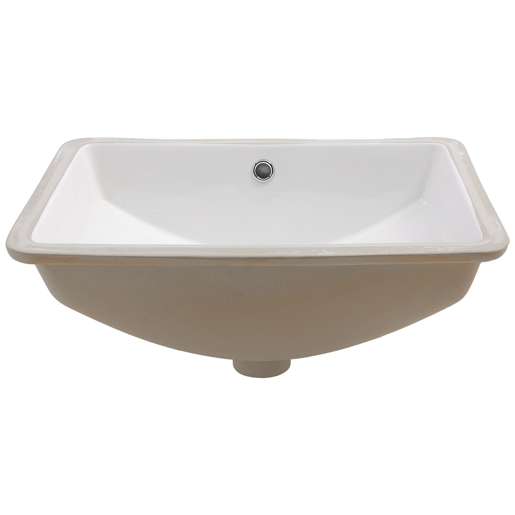 21"x14" White Ceramic Rectangular Undermount Bathroom Sink with Overflow image 5