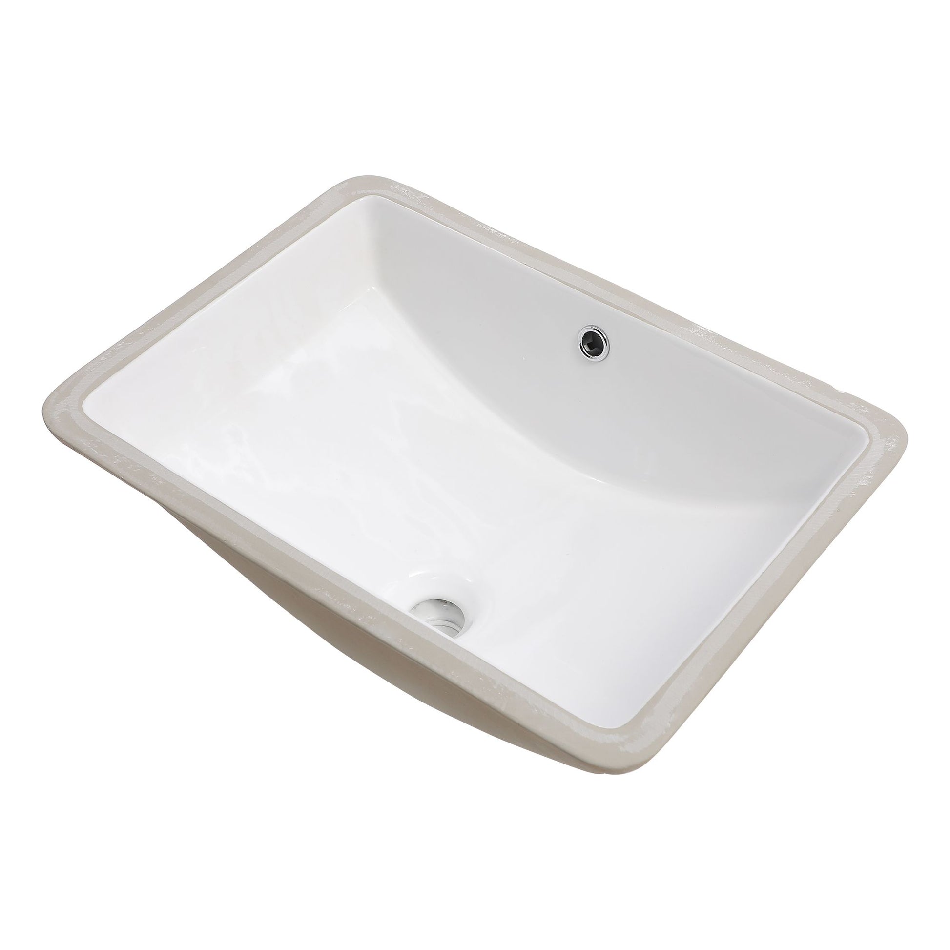 21"x14" White Ceramic Rectangular Undermount Bathroom Sink with Overflow image 4