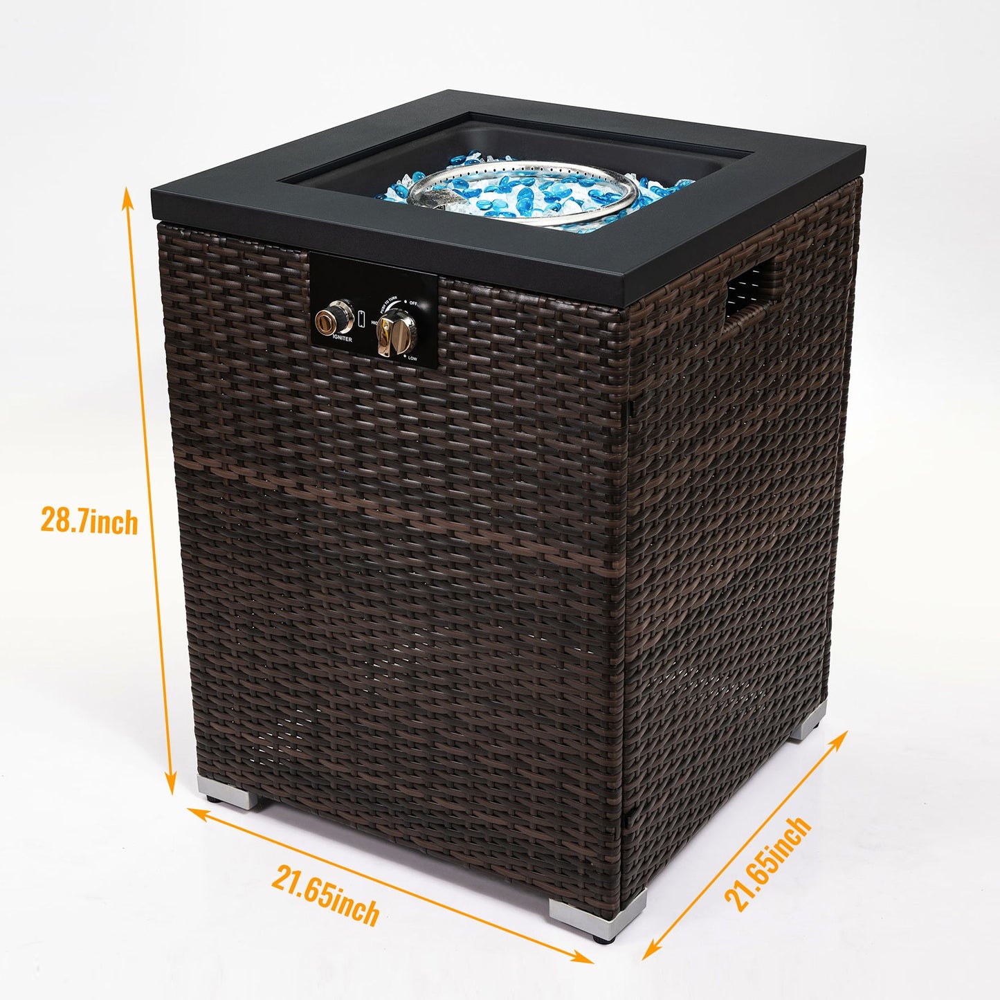 22" Propane Gas Fire Pit Table, 50000 BTU Square Steel Fire Pit with Beautiful Wicker Base for Outside Patio Deck Garden image 11