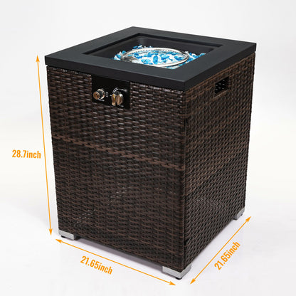 22" Propane Gas Fire Pit Table, 50000 BTU Square Steel Fire Pit with Beautiful Wicker Base for Outside Patio Deck Garden image 11