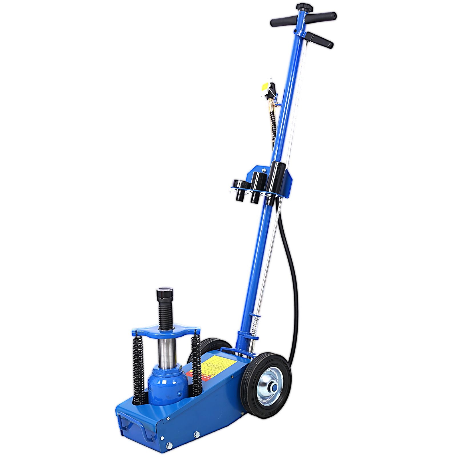 22 Ton Hydraulic Floor Jack Air-Operated Axle Bottle Jack with (4) Extension Saddle Set Built-in Wheels, Blue image 8
