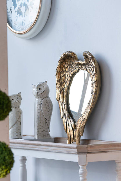 Close-up of golden wing mirror frame detail