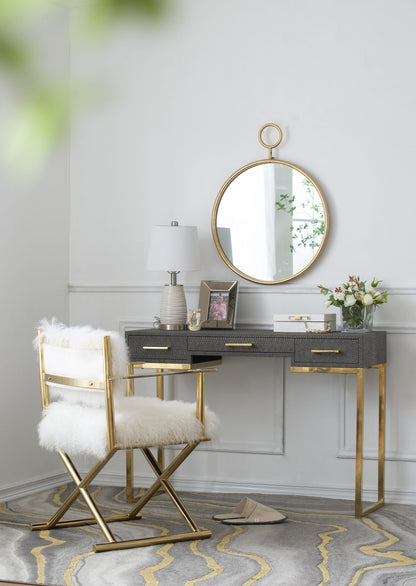22x28 inch circle wall mirror with gold iron frame for living room decor