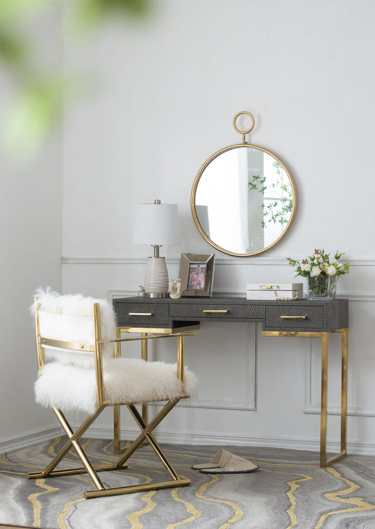 22x28 inch circle wall mirror with gold iron frame for living room decor