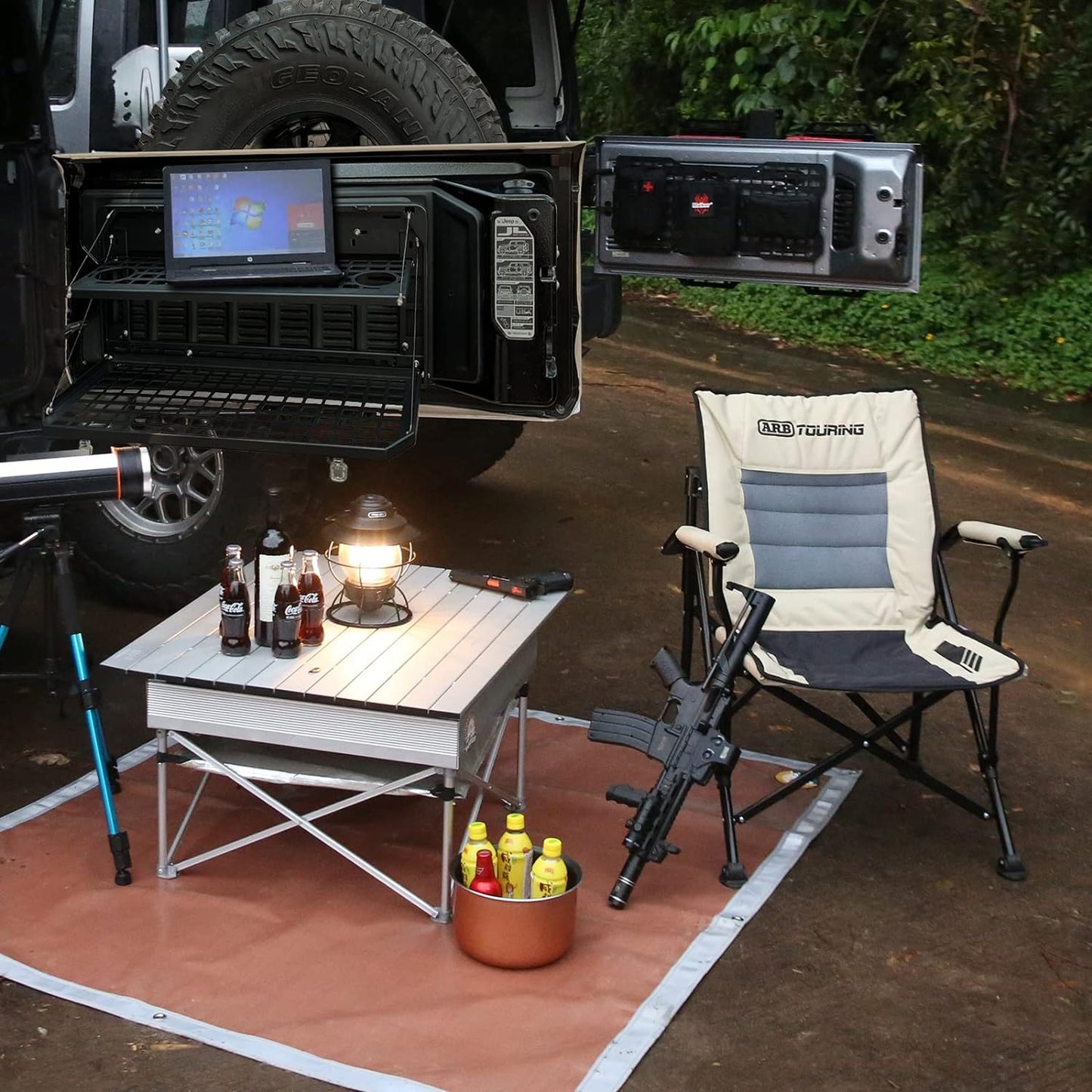 2-Tier Tailgate Table Rear Foldable Storage Cargo Rack Outdoor Camping Desk for 2007-2026 Jeep Wrangler JK&JL 4 Door (Not Fit JK Models with Stock Subwoofer) image 9
