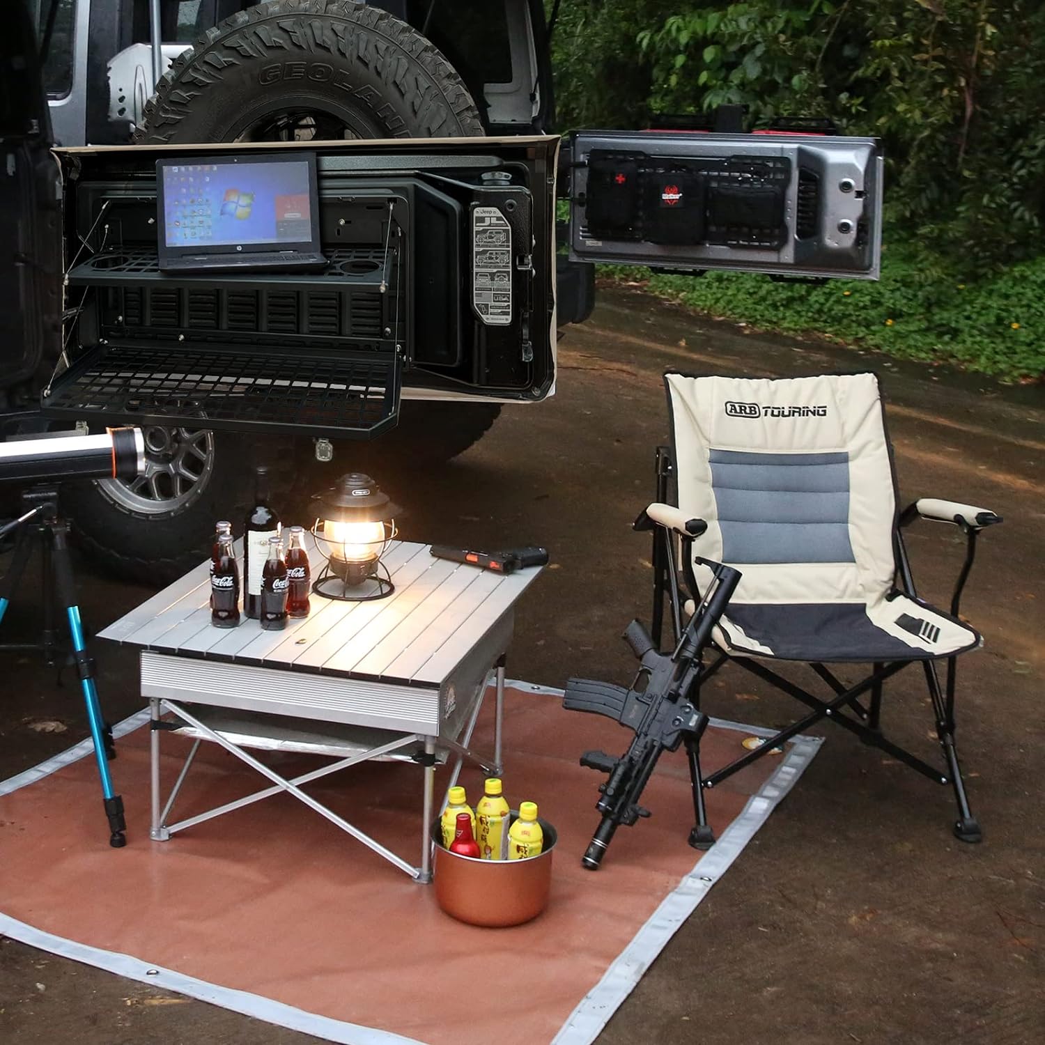 2-Tier Tailgate Table Rear Foldable Storage Cargo Rack Outdoor Camping Desk for 2007-2026 Jeep Wrangler JK&JL 4 Door (Not Fit JK Models with Stock Subwoofer) image 9