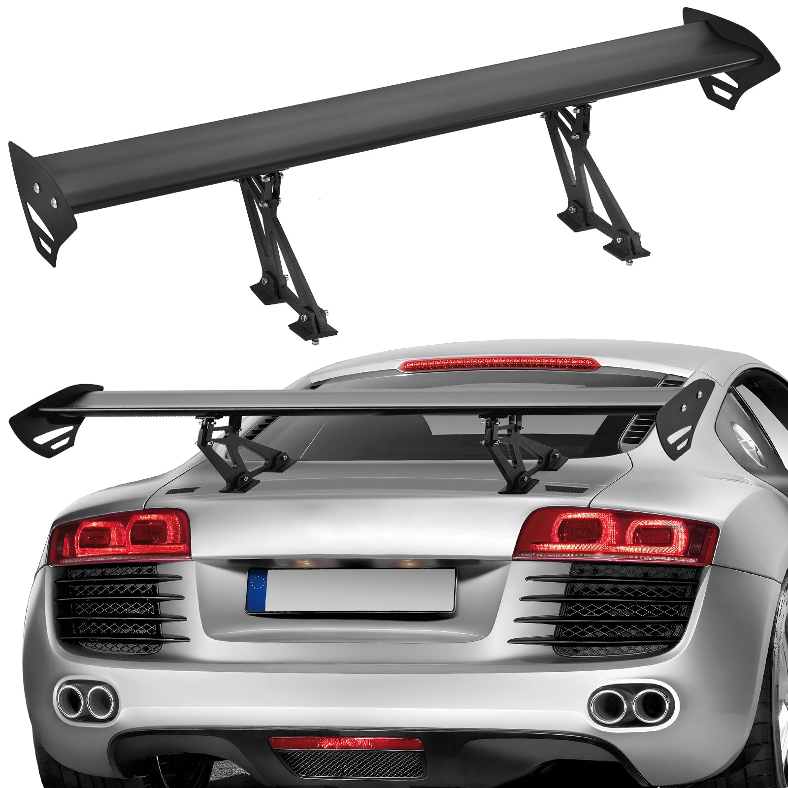 GT Wing Car Spoiler, 43.3 inch Universal Spoiler with Single Deck, Adjustable Lightweight Aluminum, Car Rear Spoiler Wing, Racing Spoiler BGW/JDM Drift Black image 11