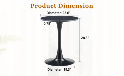 Round Dining Table, 23.6" Circle Tulip Table with Thickened Tabletop & Metal Pedestal, Mid Century Modern Bistro Table for Kitchen, Small Places, Living Room, Cafe (Faux Marble) image 12
