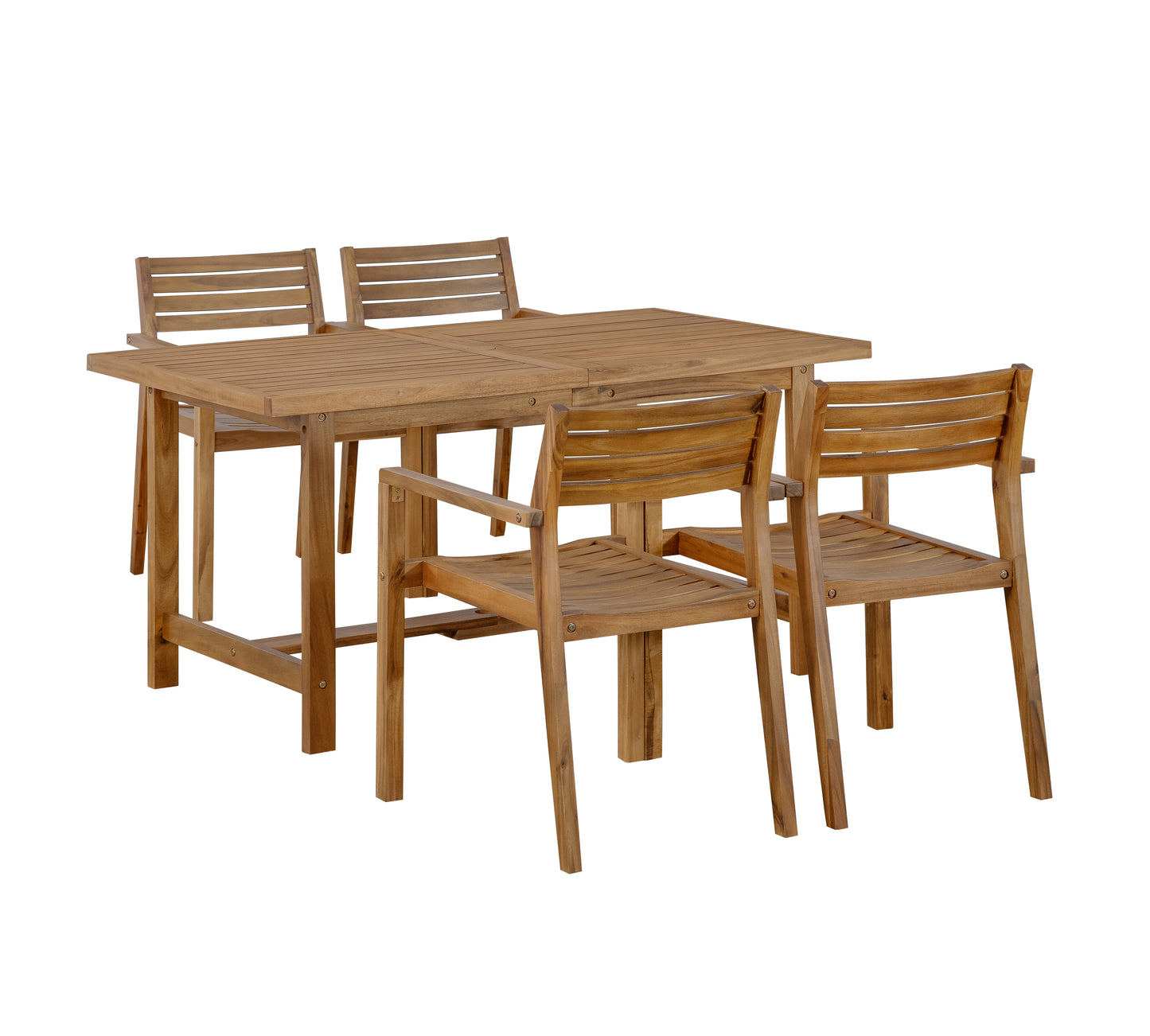 U_STYLE 5-Piece Outdoor Acacia Wood Outdoor Dining Set of 4,59.06-Inch Rectangular Table with Umbrella Hole,Suitable for Patio, Lawn, Garden, Poolside, & Indoor Use image 10