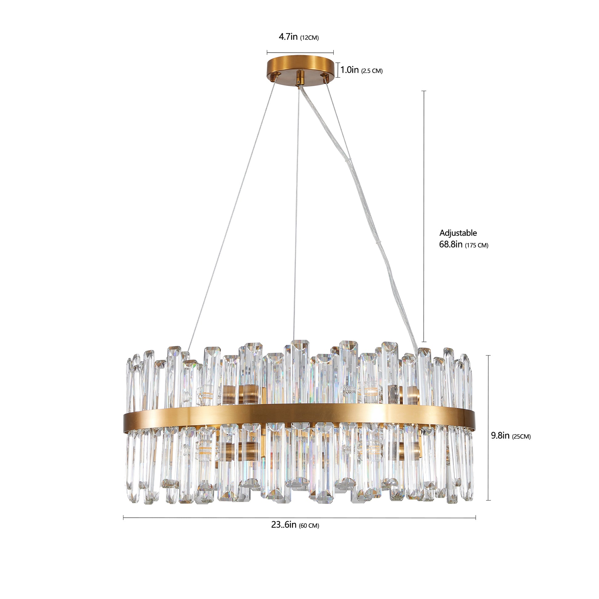 23.6 Inches Luxury Chandeliers Crystal Living Room Bedroom Decorative Lights Simple Modern Dining Room Lighting,for Home Decor (Bulbs Not Included) image 7