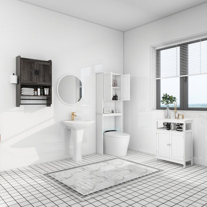 Bathroom Wall Cabinet with Doors,Adjustable Shelf,Towel Bar and Paper Holder, Over The Toilet Storage Cabinet, Medicine Cabinet for Bathroom-Grey image 3